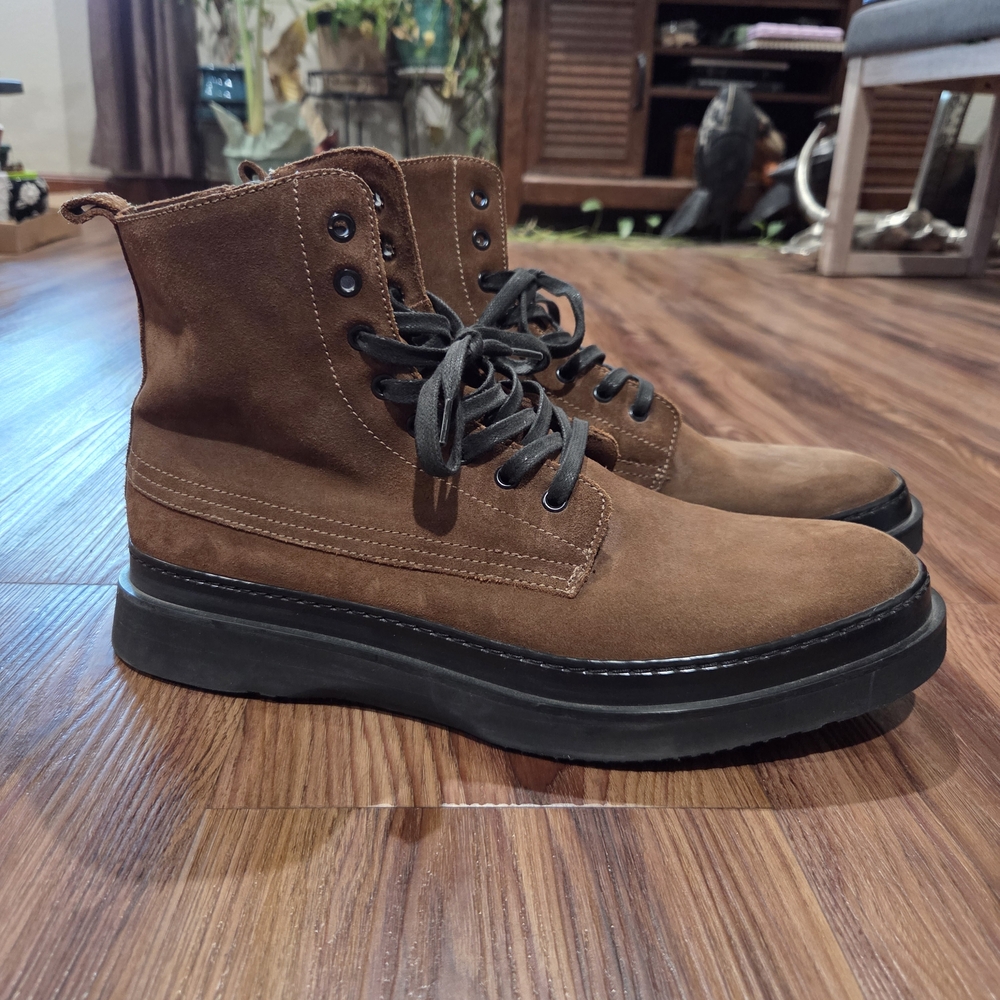 Aquatalia Men's Tan and Black Lace-Up Boots
